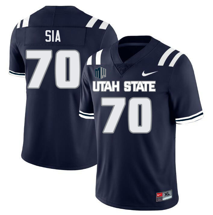 Utah State Aggies #70 Jr Sia College Football Jerseys Stitched Sale-Navy